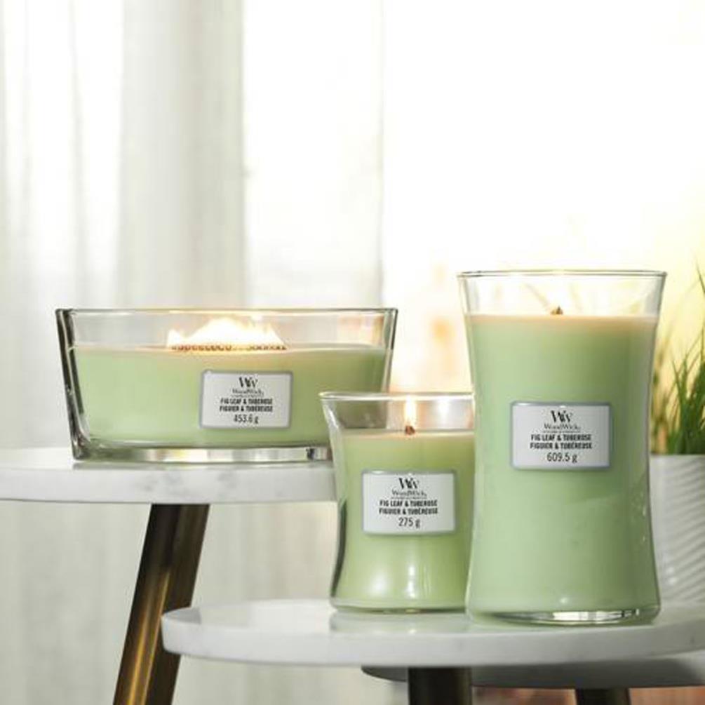 WoodWick Fig Leaf & Tuberose Large Hourglass Candle Extra Image 1